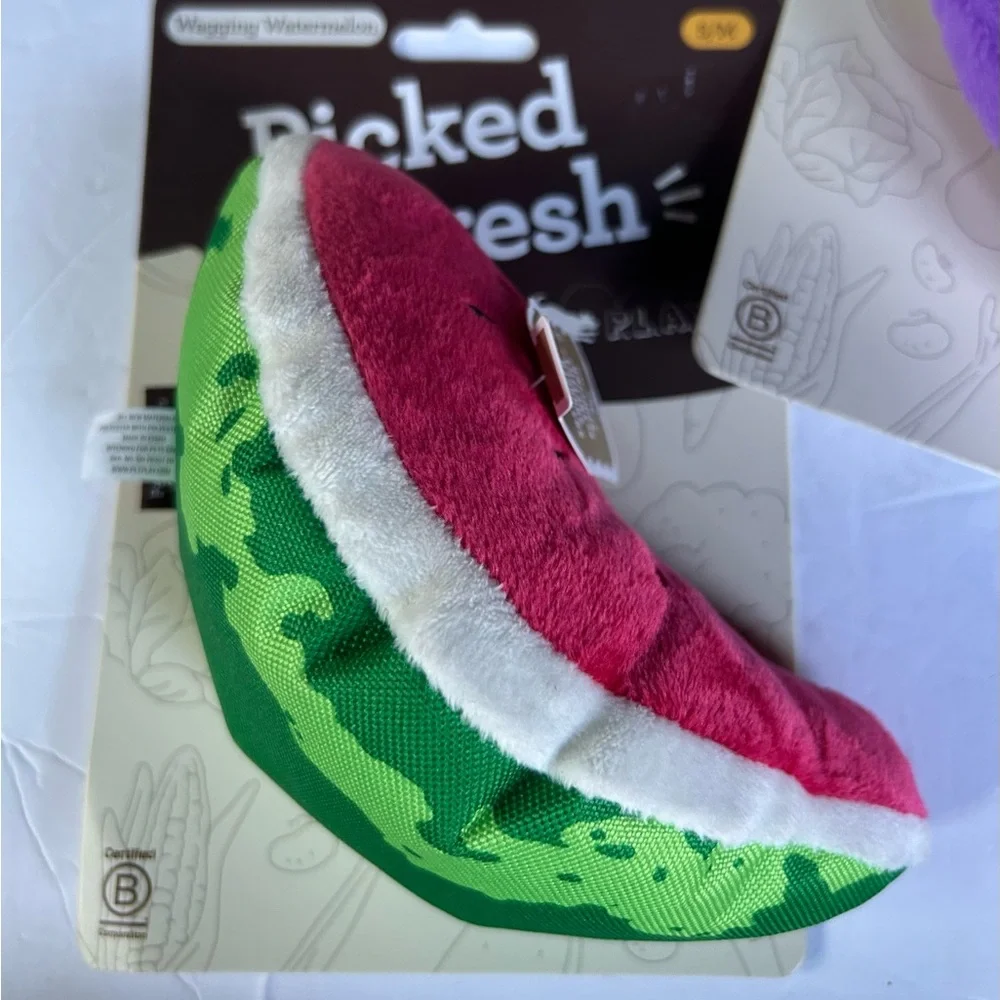 New watermelon eggplant squeaky crinkle dog toys